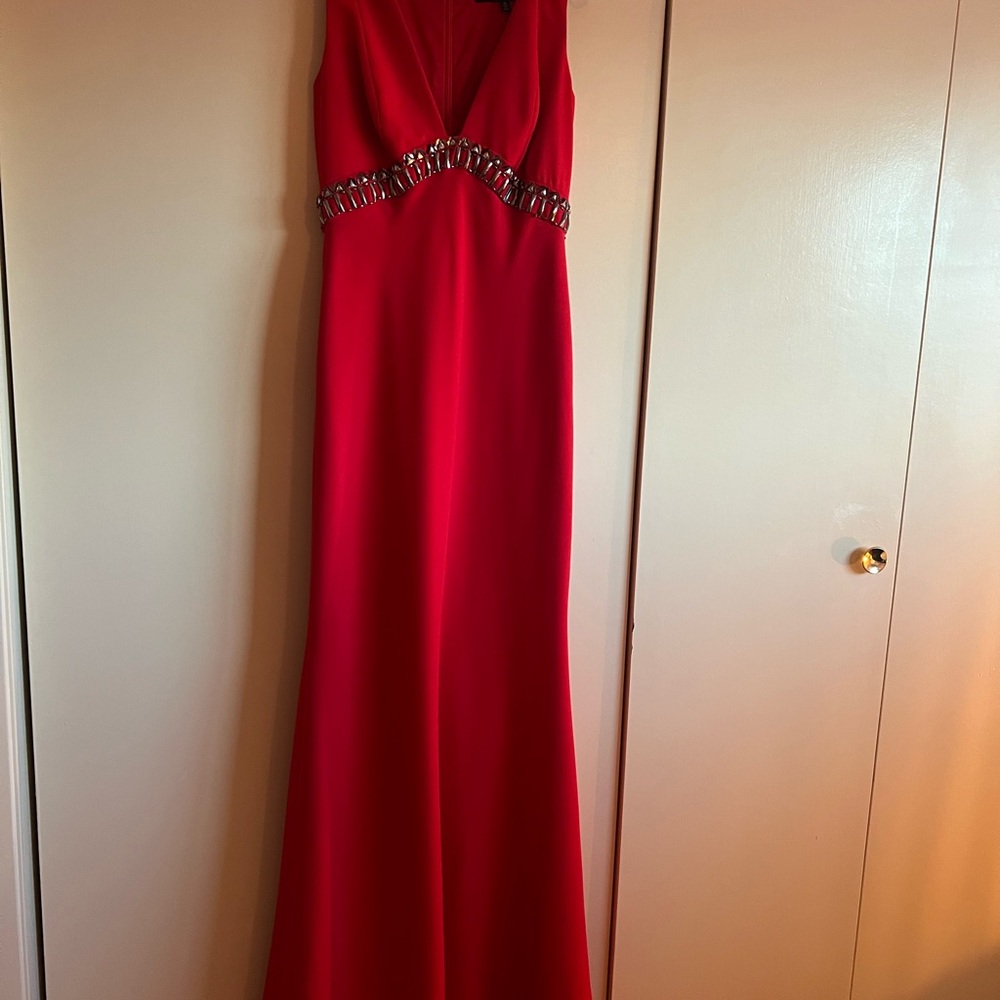 Carmen Marc Valvo Red Gown with Train